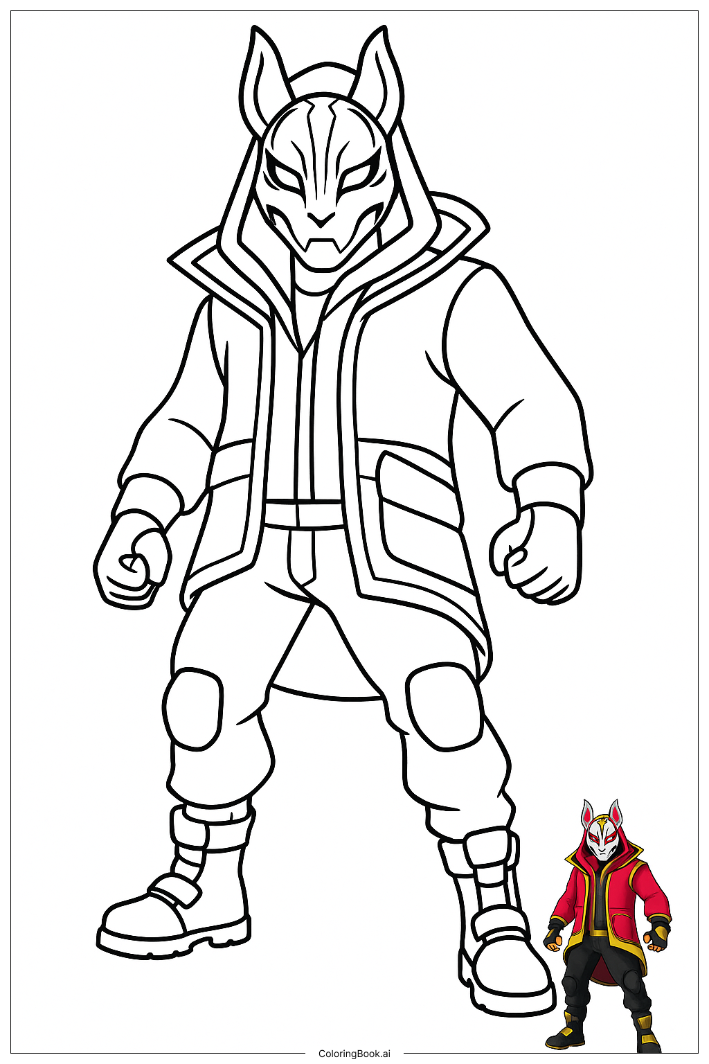  Fortnite Drift mit Maske Ausmalseite 