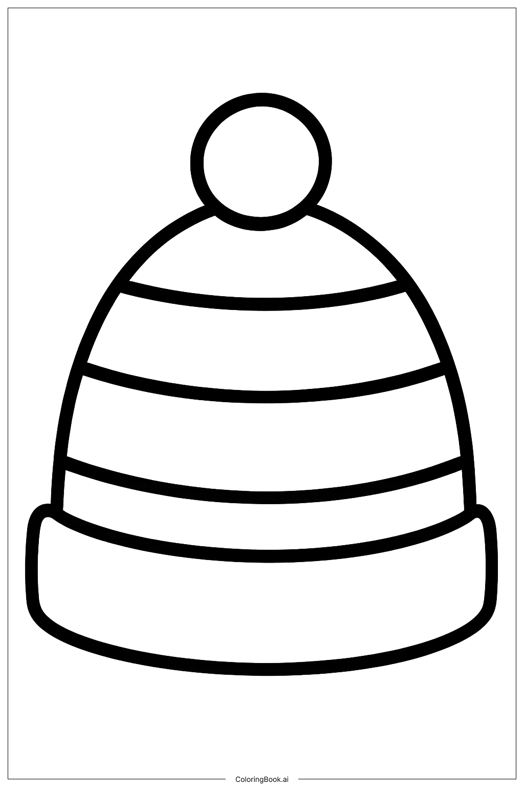 Página para colorear de Un Sombrero de Invierno a Rayas