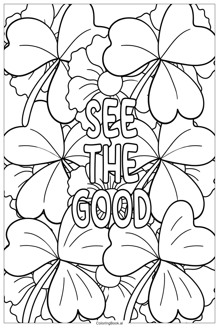  Página para colorear de Inspirador Mira Lo Bueno Tréboles de la Suerte 