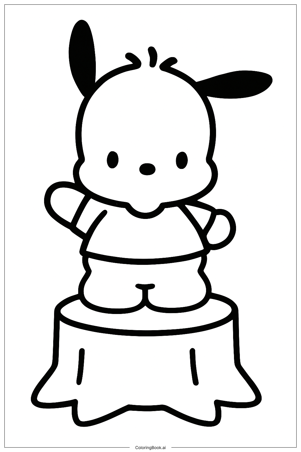  ポチャッコの切り株の上に立っているの塗り絵ページ 