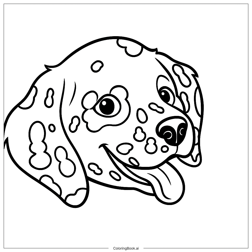  Page de coloriage Un dalmatien avec des points colorés 