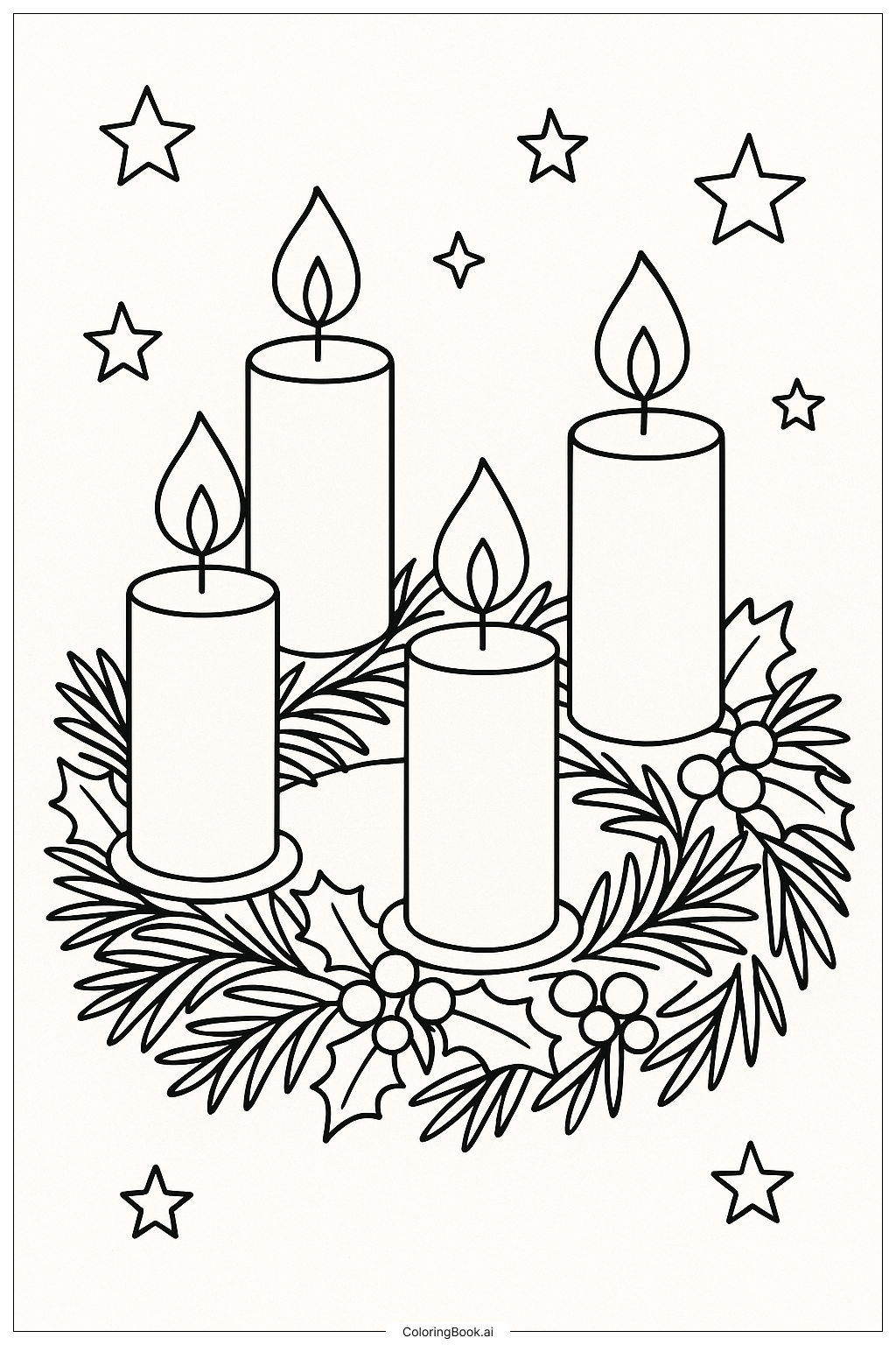  대강연 촛불 장식 색칠공부 페이지 