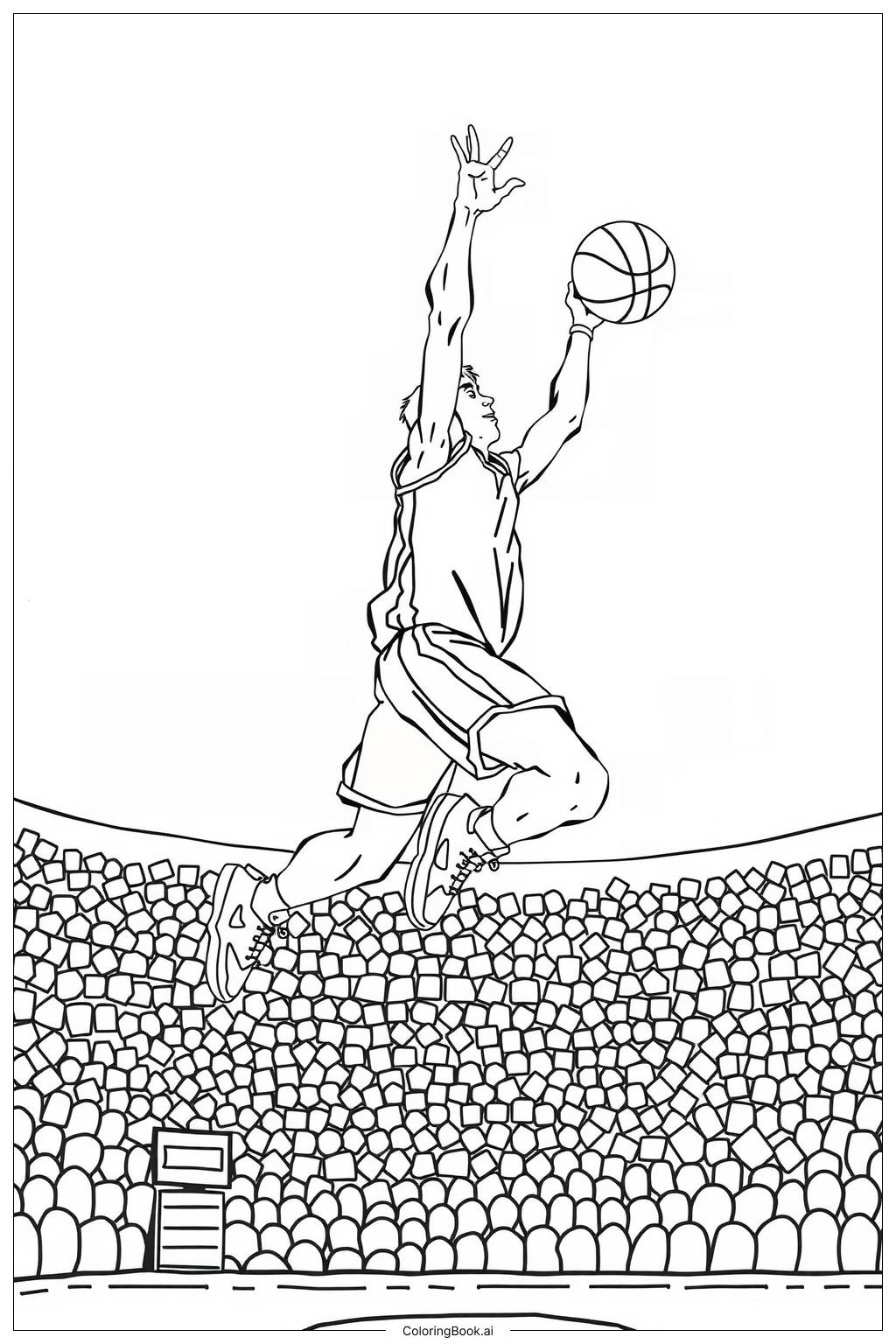  Página para colorear de tiempo de mate de baloncesto 