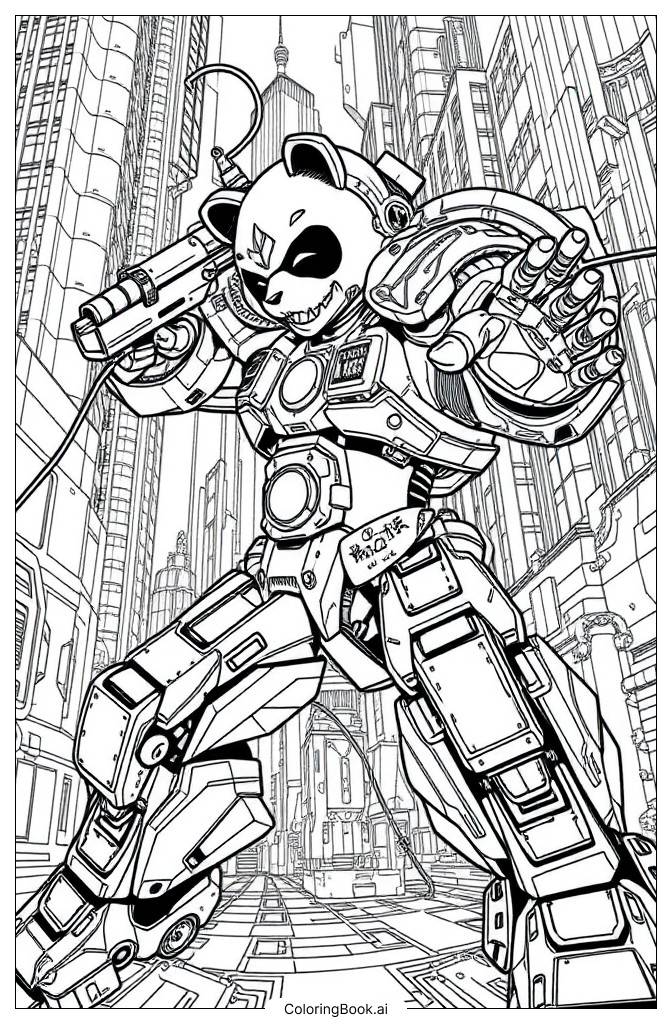  Page de coloriage Robo Combo Panda2 