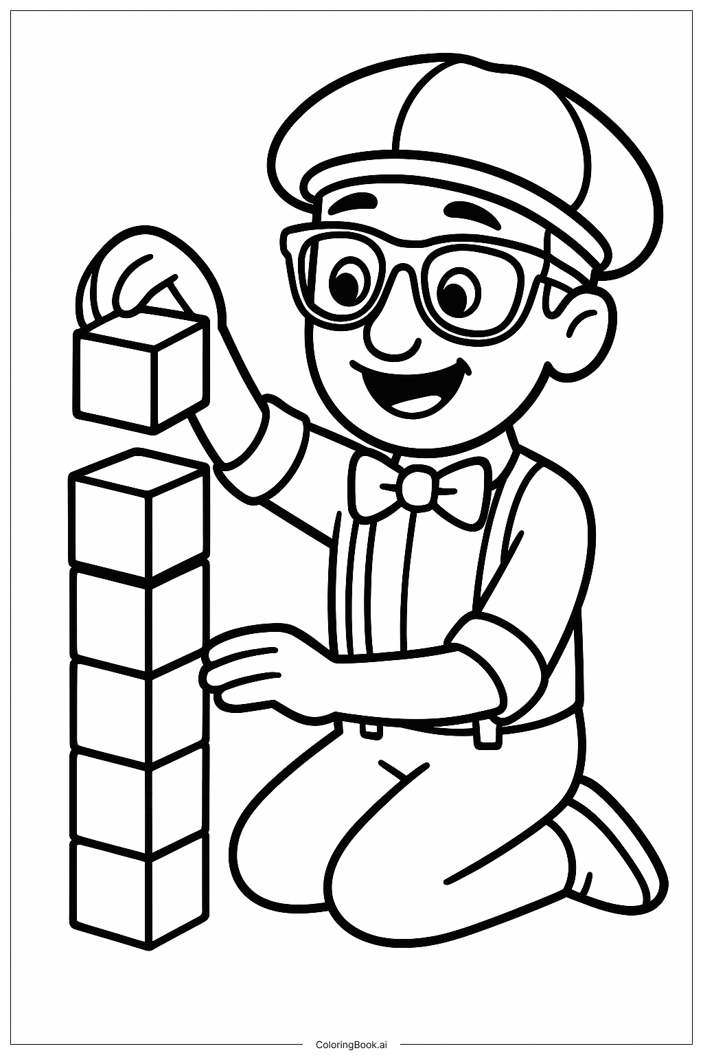  ブリッピの小さな積み木の塔を作るの塗り絵ページ 