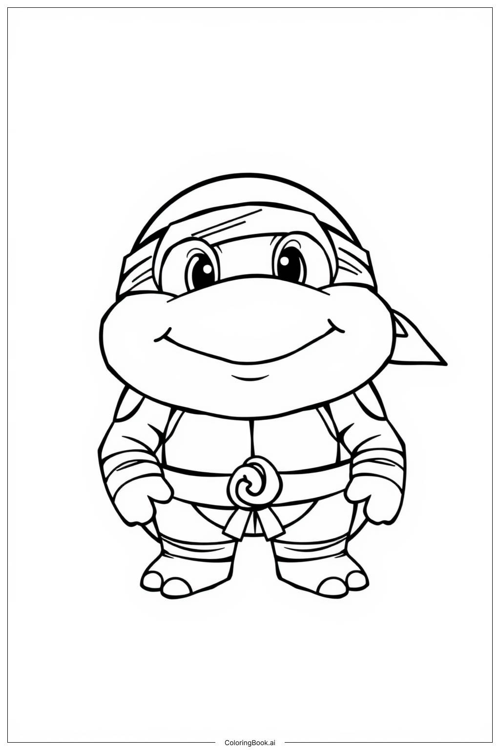  Page de coloriage visage de tortue ninja avec expression 