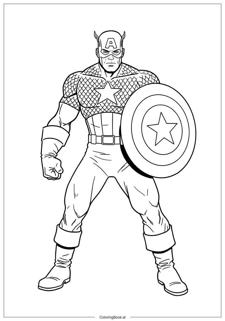  Captain America Einfaches Sternlogo Design Ausmalseite 