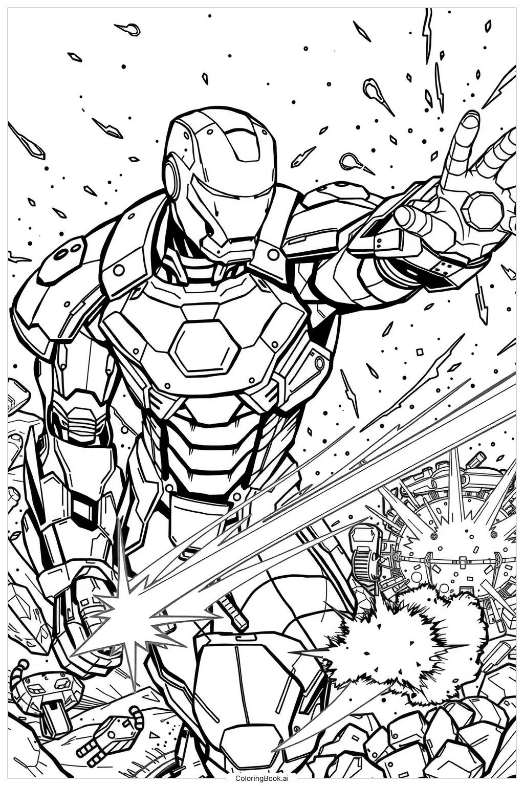  Iron Man Shooting Lasers Coloring Page 