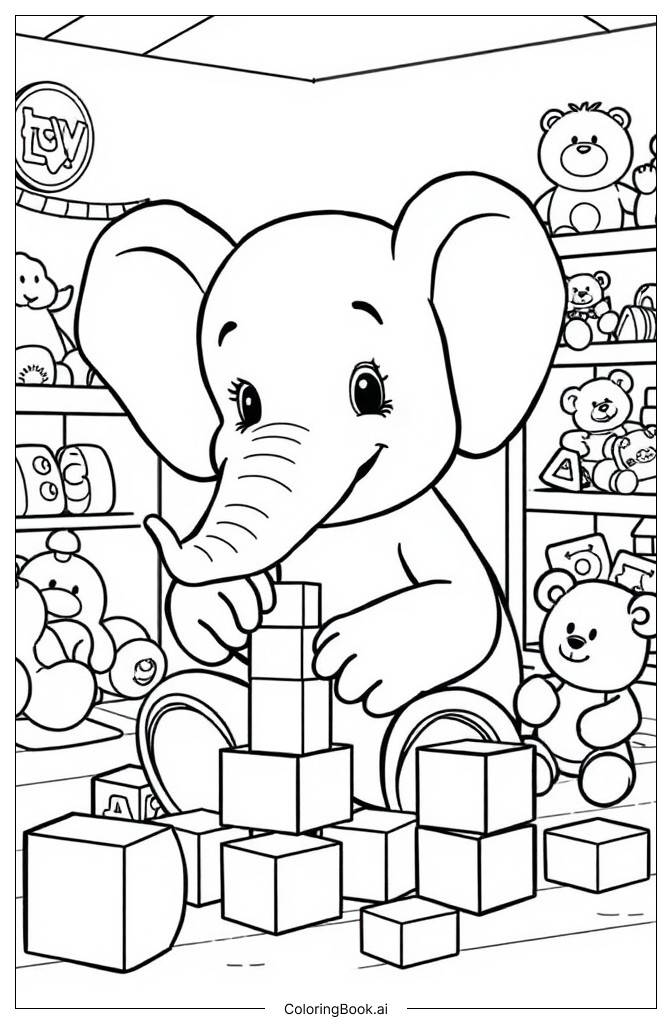  Página para colorir de Elefante Emily 