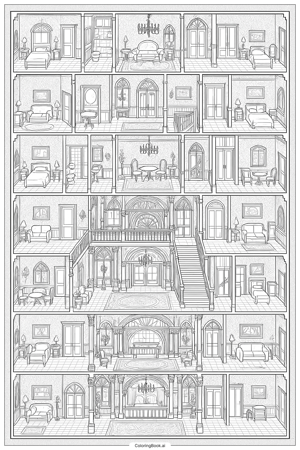 해즈빈 호텔 층별 상세 지도 색칠공부 페이지