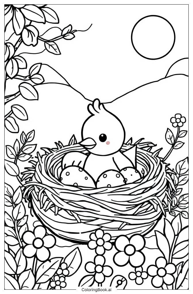  Bird nest Coloring Page 