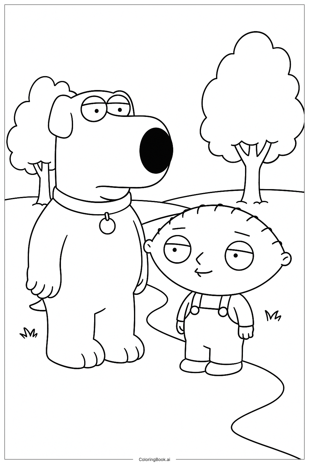  Family Guy Brian and Stewie on an Adventure Coloring Page 