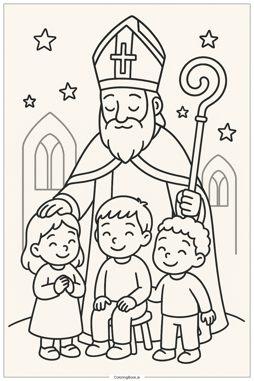 어린이를 보호하는 성 니콜라스 색칠공부 페이지