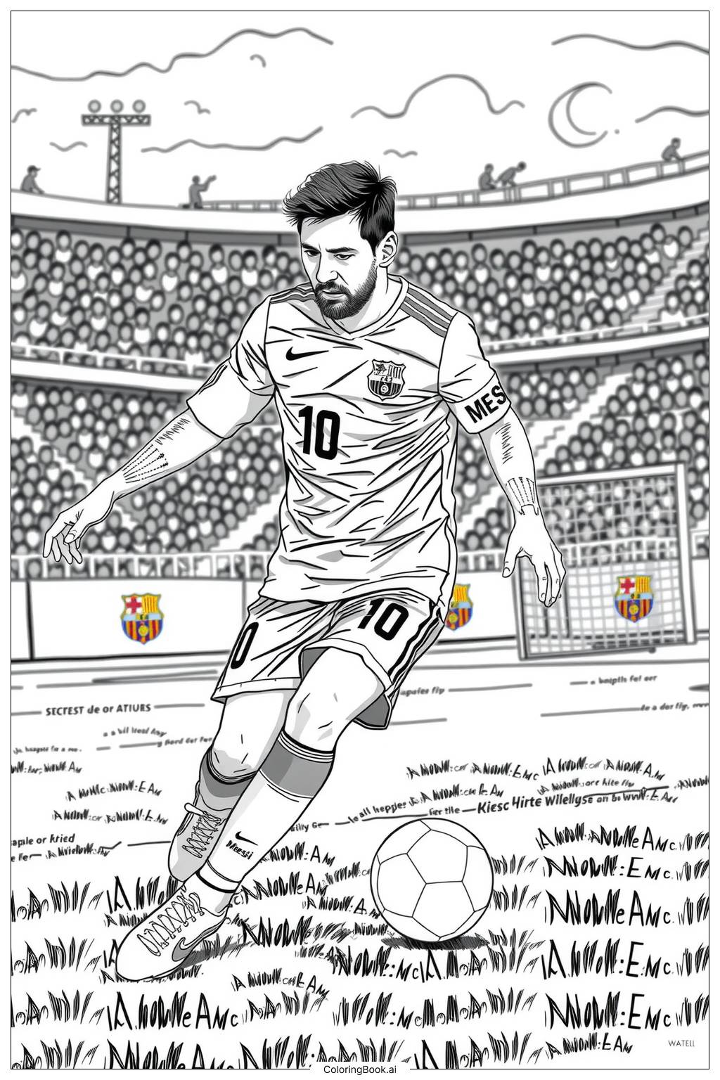  messi playing in a world cup match-2 Coloring Page 