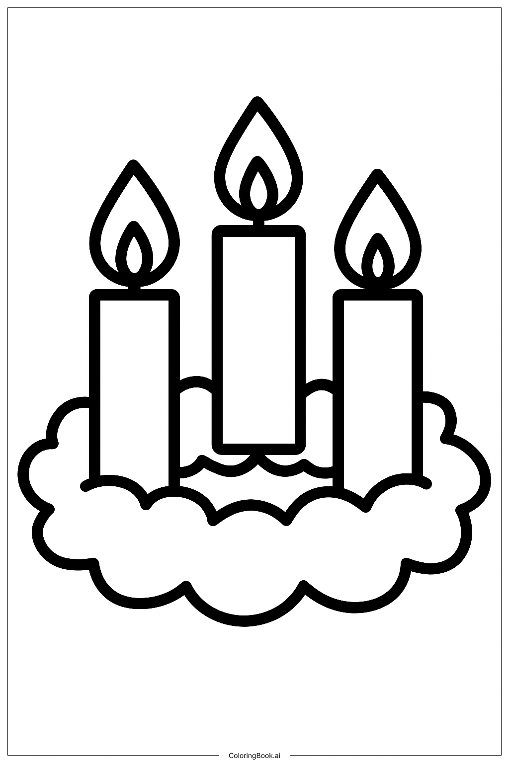 Three Candles Lit Advent Wreath Ausmalseite 
