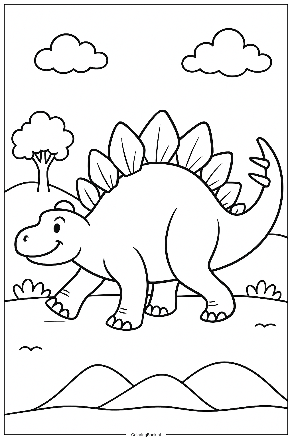 Stegosaurus stolz marschierend Ausmalseite