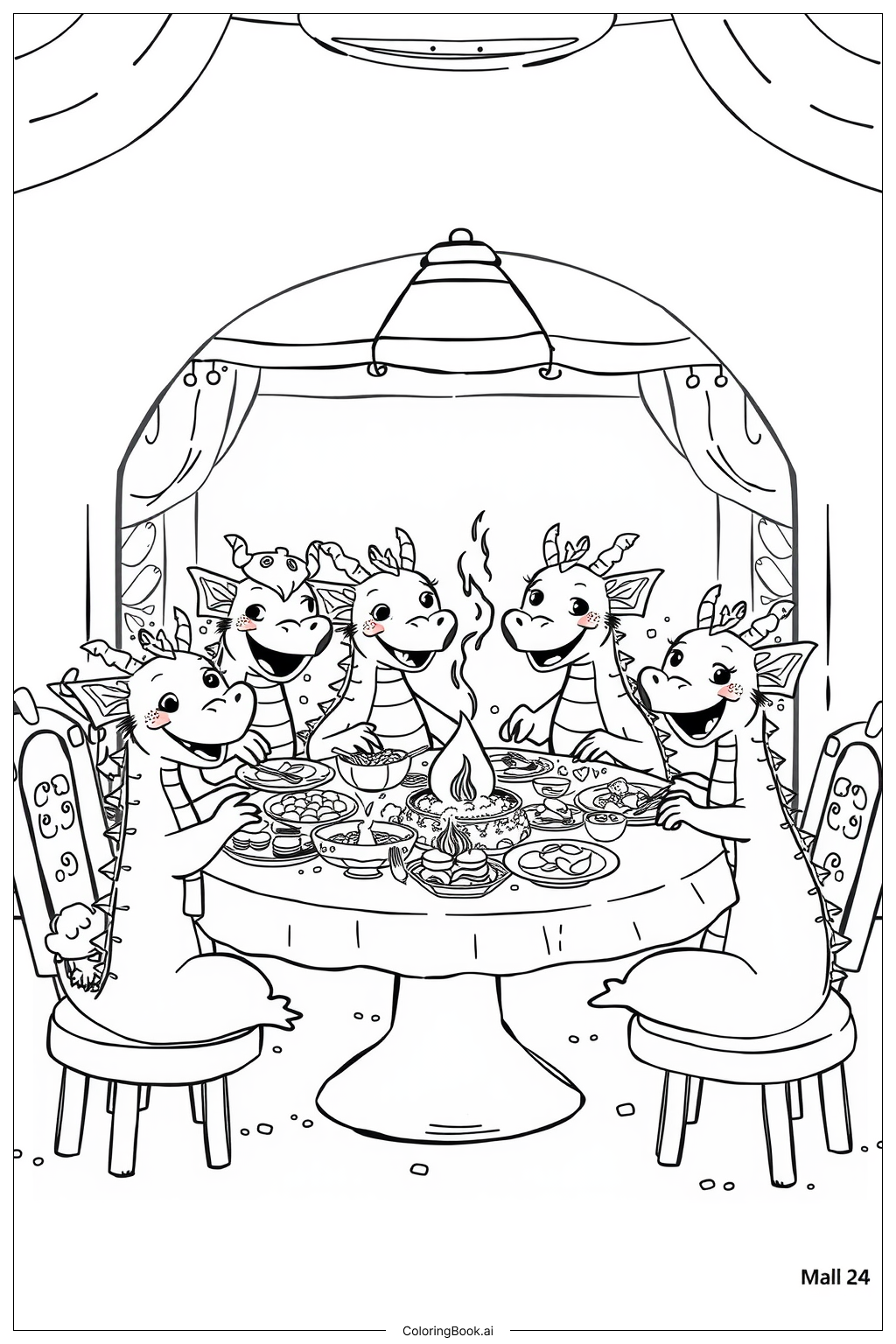 Kawaii Cute Dragon Coloring Pages - Free \u0026 Printable!, image size:1024x1536