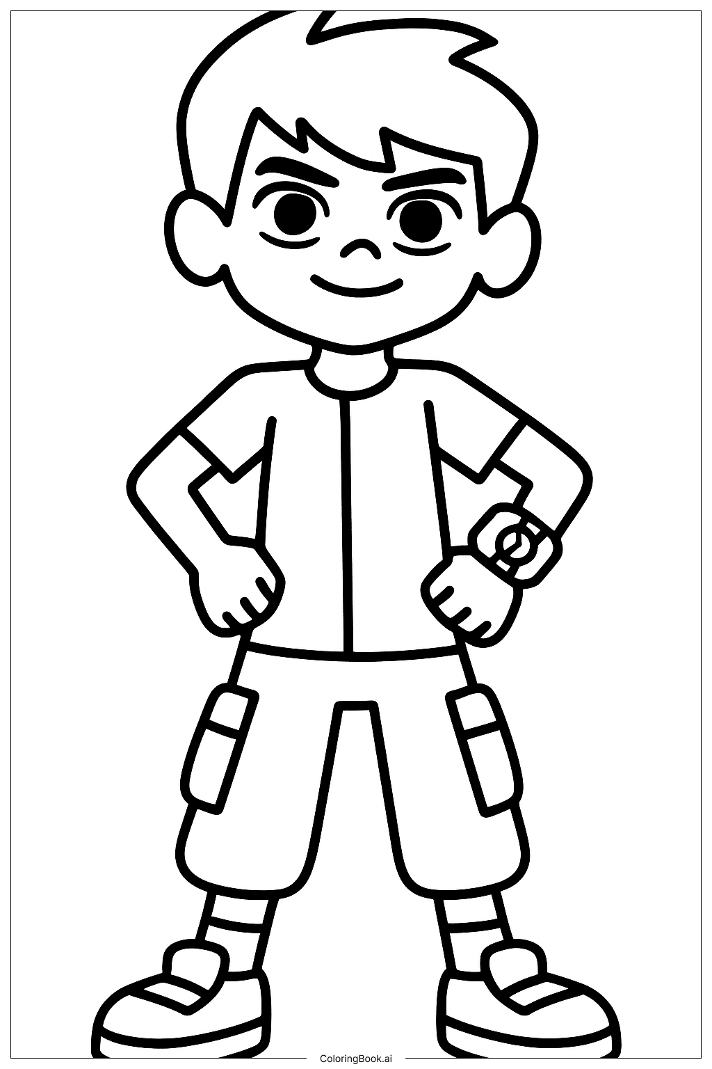 Ben 10 自豪地站著著色頁