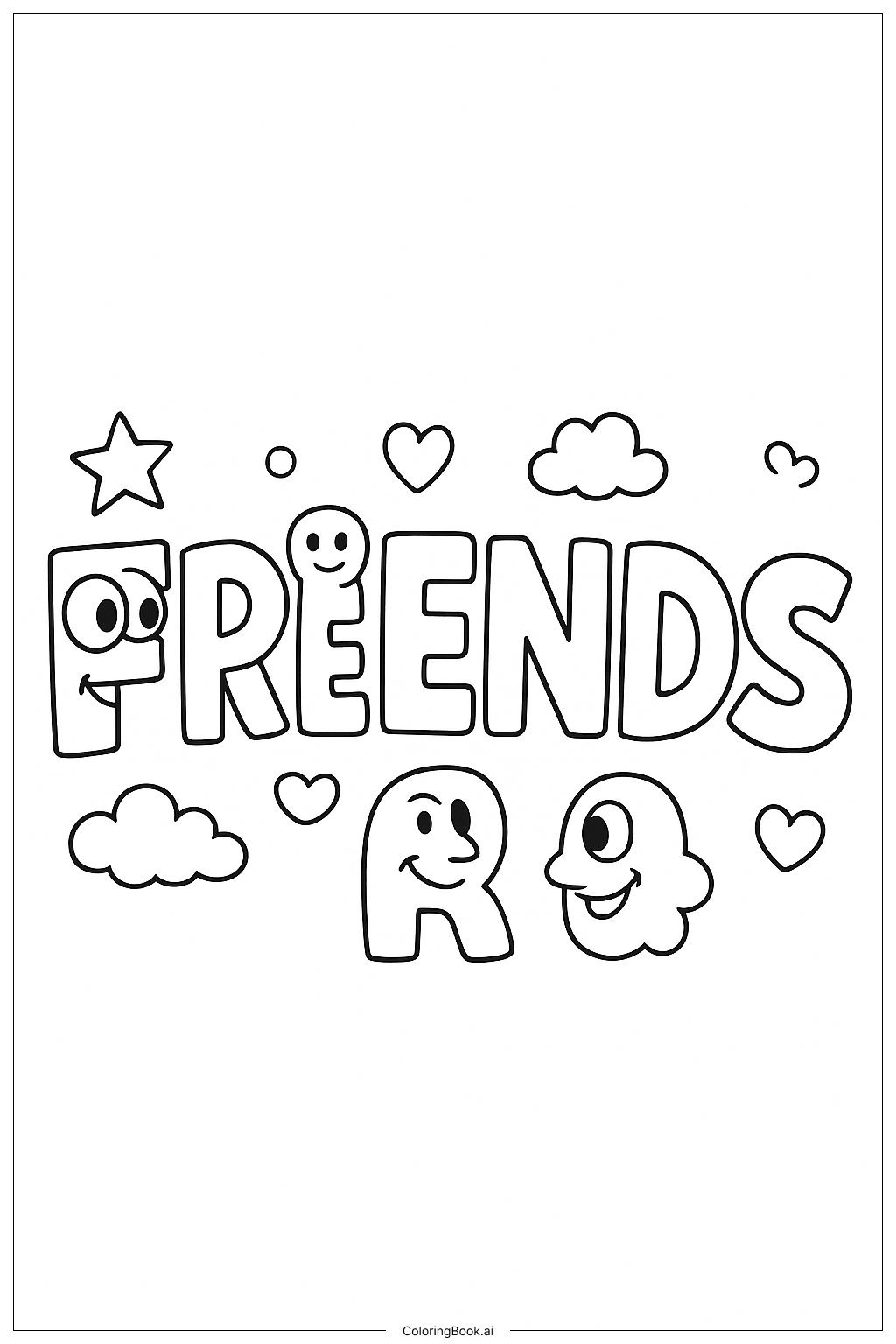 Alphabet Lore Letters Spelling FRIENDS Coloring Page