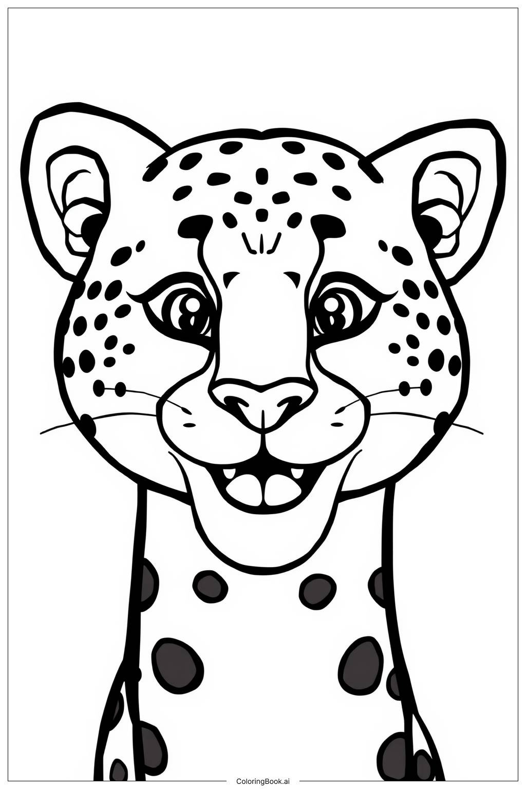  Page de coloriage visage de guépard sourire 