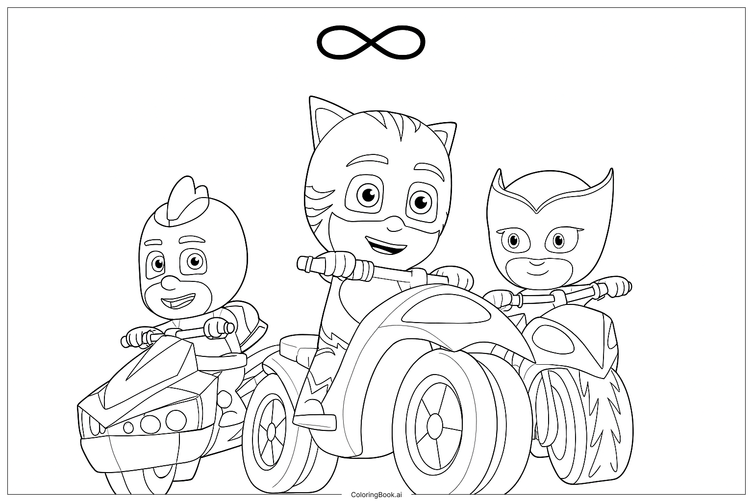  ミステリーマウンテンのPJマスクの塗り絵ページ 