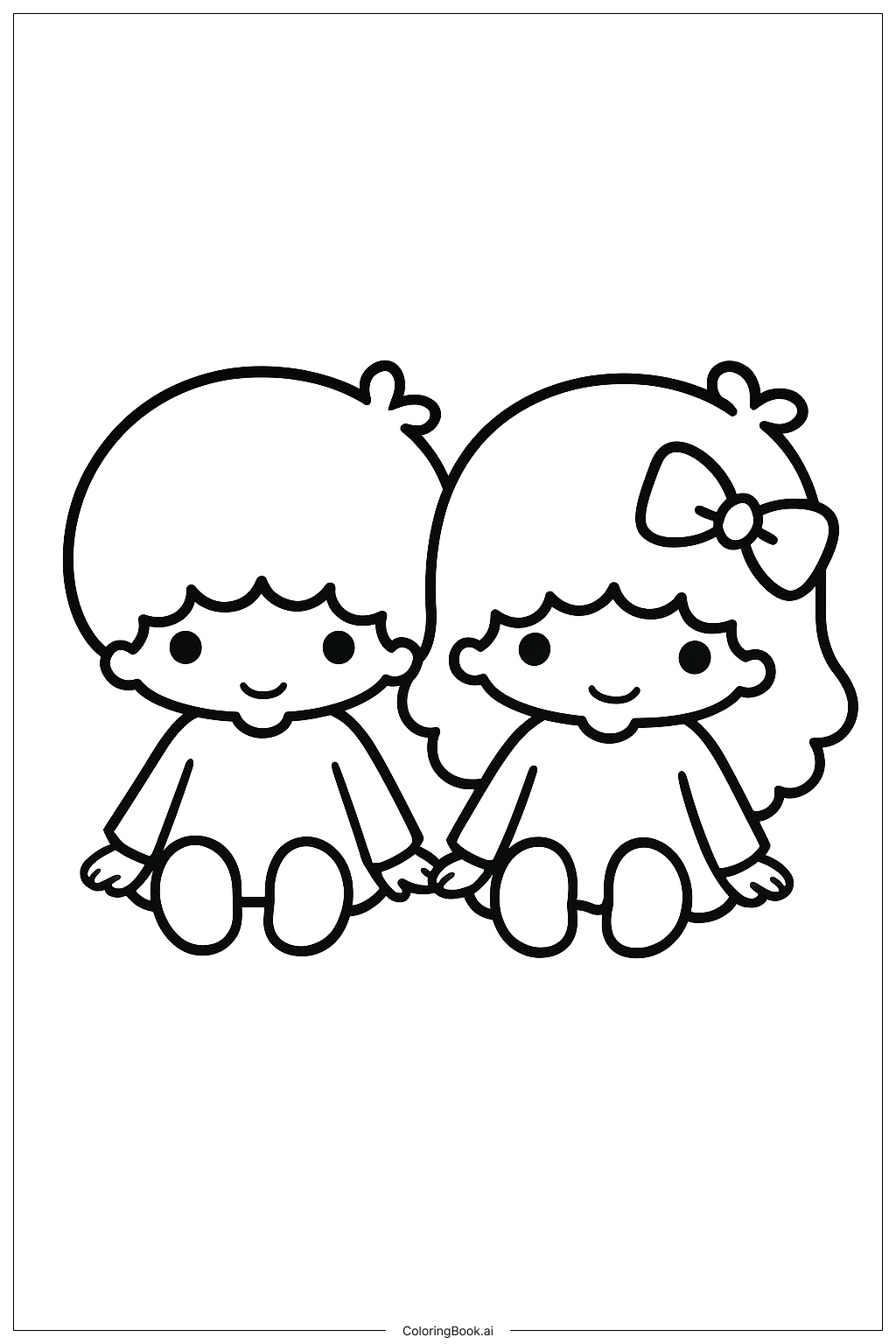  Little Twin Stars Sitting Side By Side Coloring Page 
