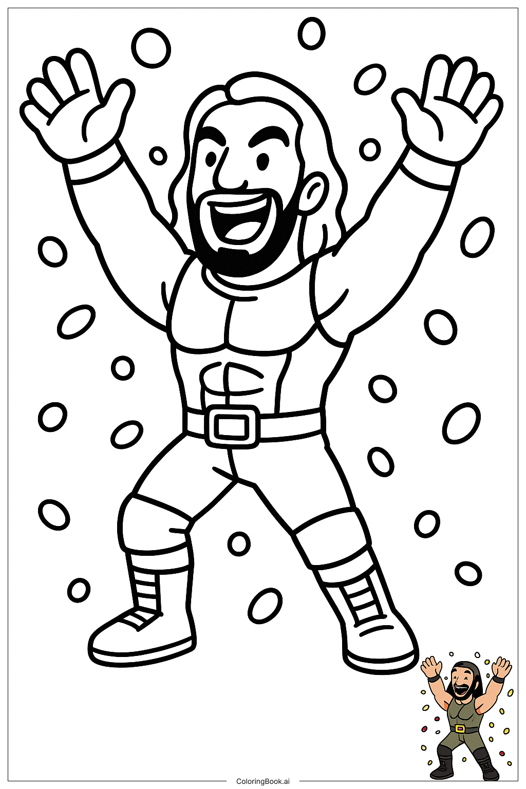  Página para colorear de Seth Rollins Con Lluvia de Confeti 