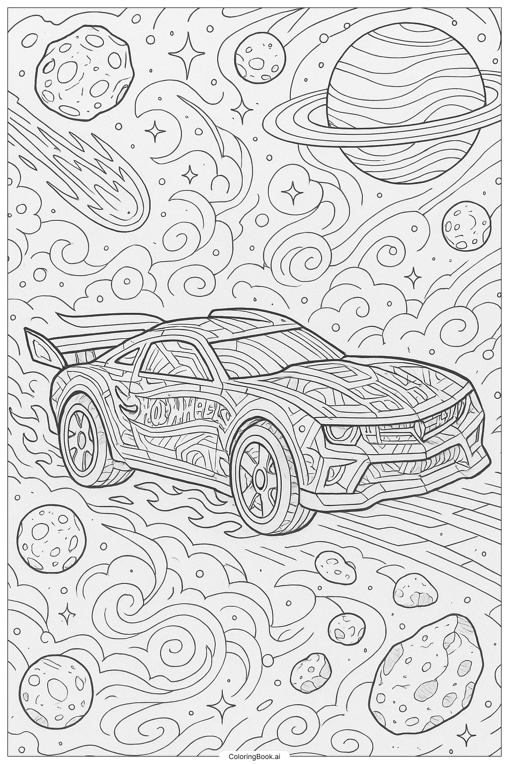  Hot Wheels Car In A Space Race Coloring Page 