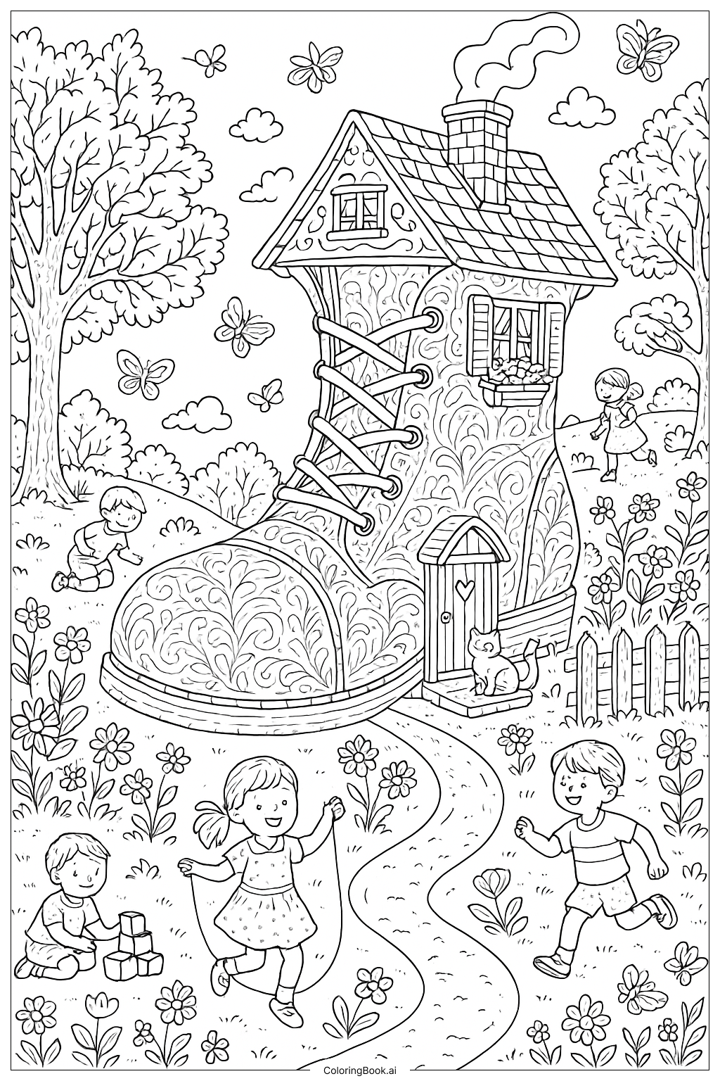 The Old Woman's Shoe House Coloring Page