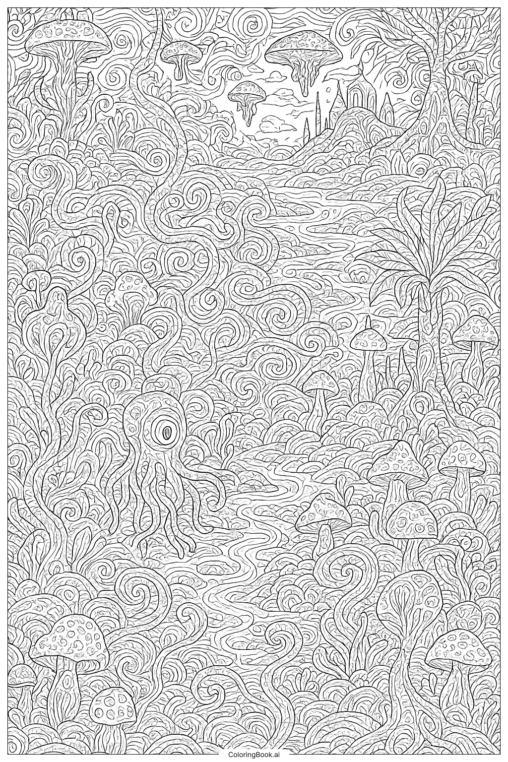  Trang tô màu Một Thế Giới Ngoài Hành Tinh Phức Tạp và Ảo Diệu 