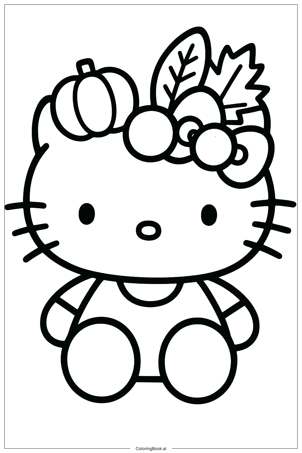  Einfacher Hello Kitty Thanksgiving Schleife Ausmalseite 