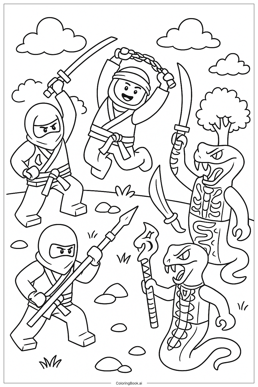  Ninjago Team Vs The Serpentine Army Ausmalseite 