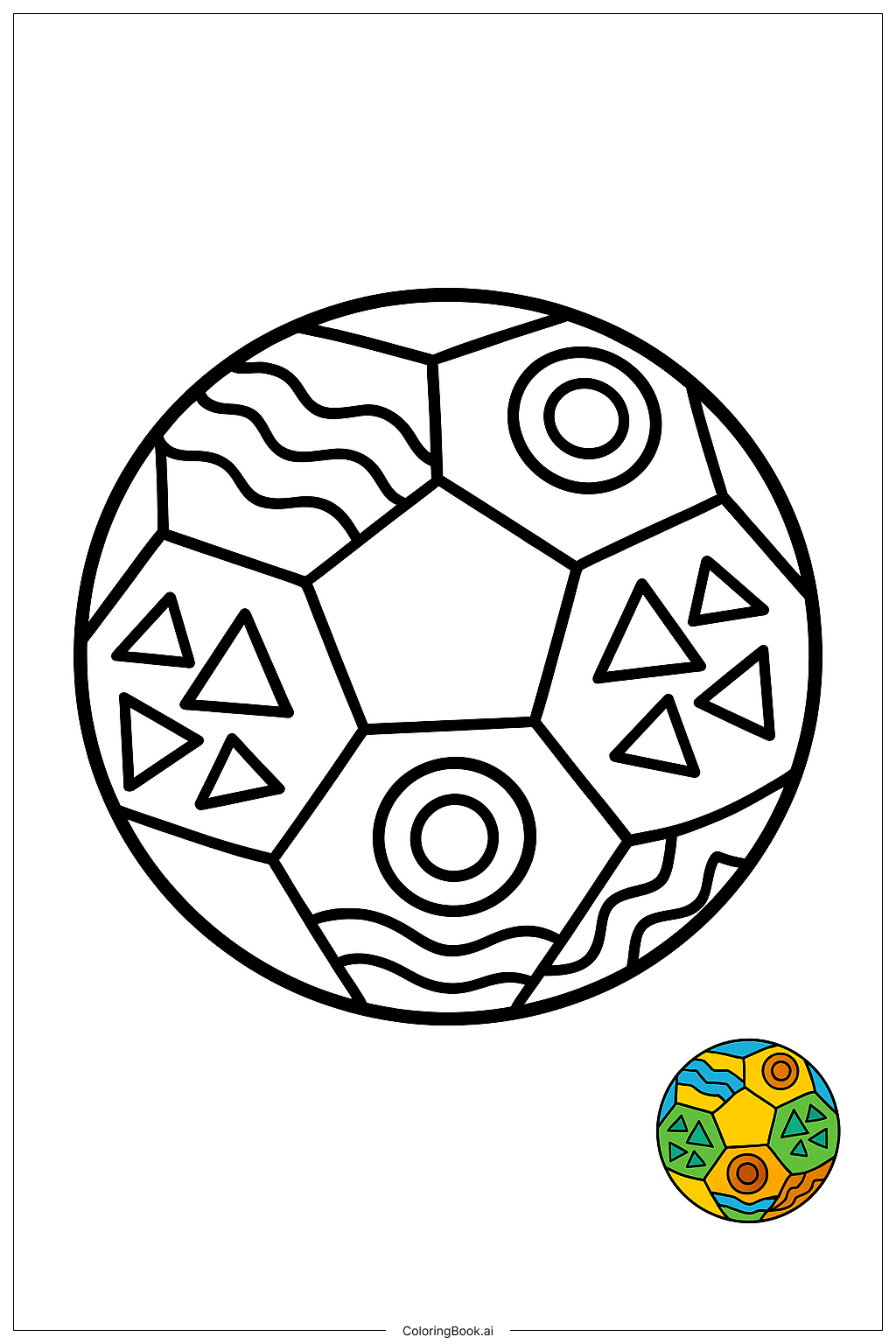  Page de coloriage Balle de football avec des motifs tribaux 
