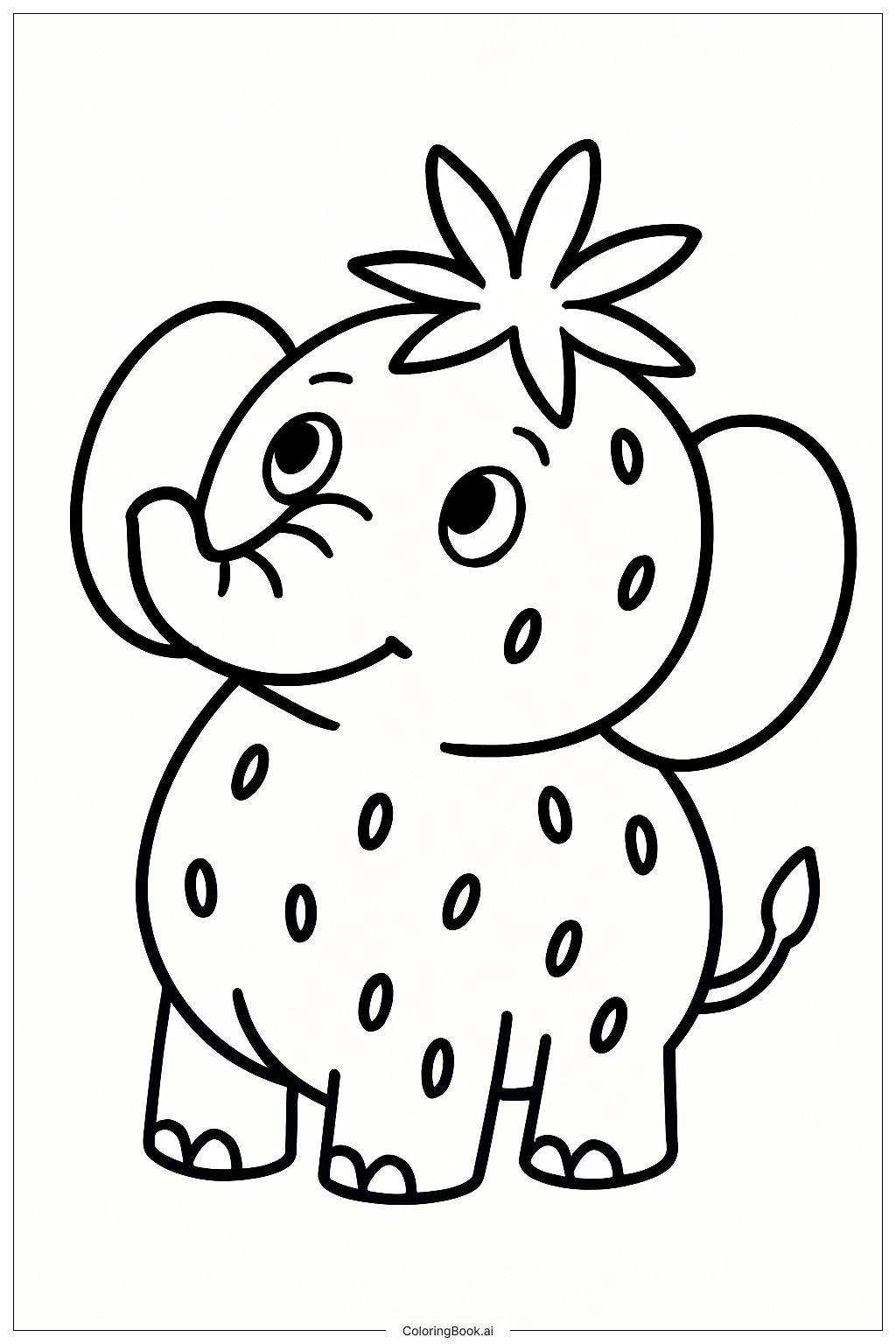  草莓大象仰望填色页 