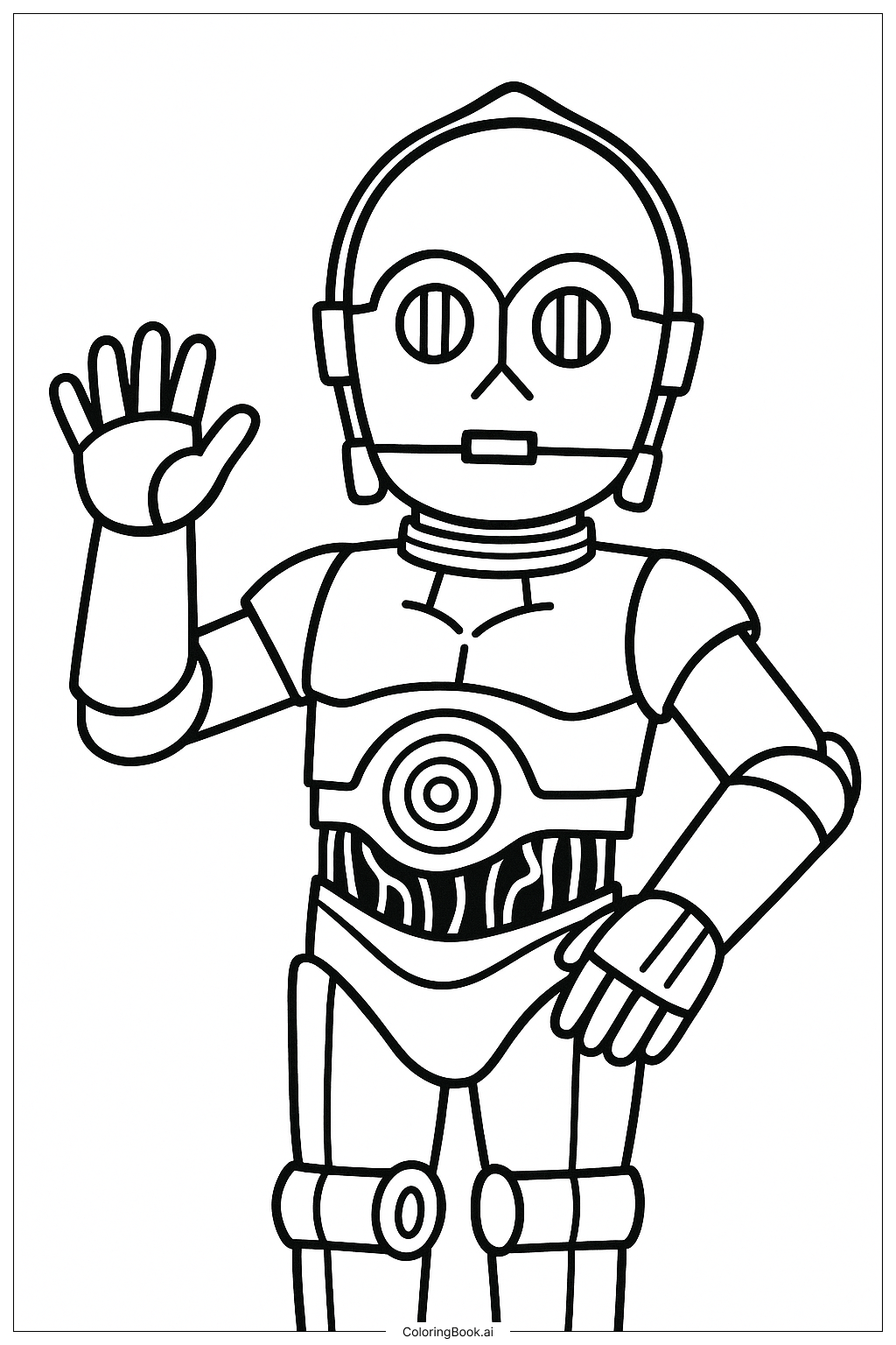 Page de coloriage Star Wars C-3PO qui salue 