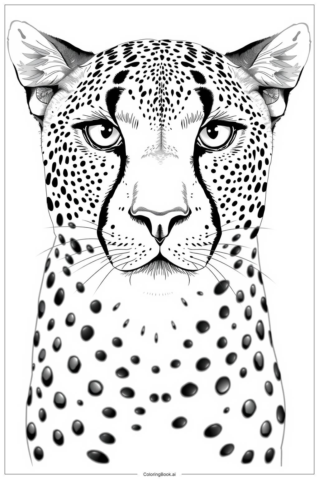  Page de coloriage portrait réaliste de guépard 