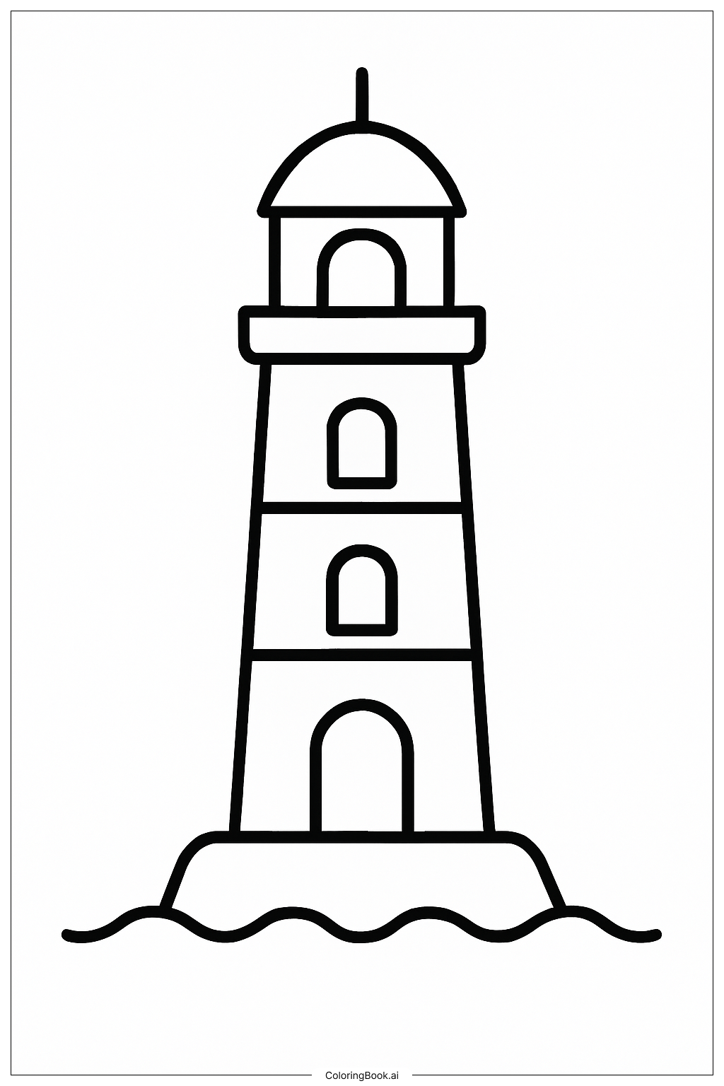  简易海洋灯塔填色页 