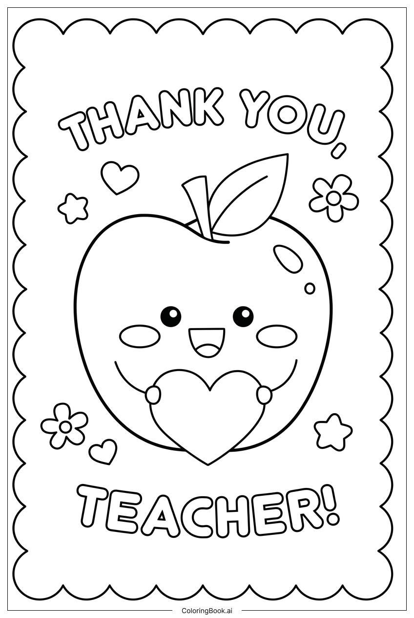 Página para colorear de Gracias por Ayudarme a Crecer Manzana Dulce