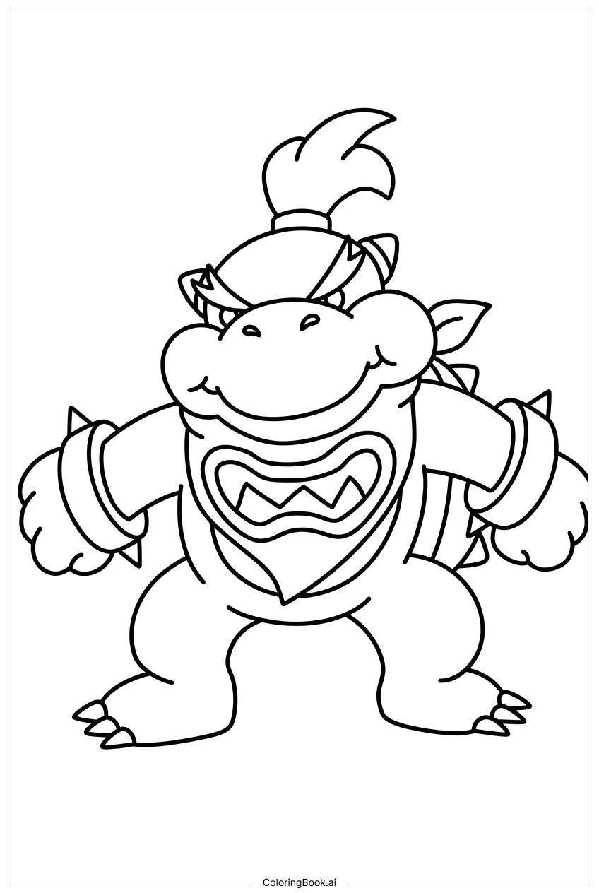 バウザーJr.が決意を持って闘いに挑むの塗り絵ページ