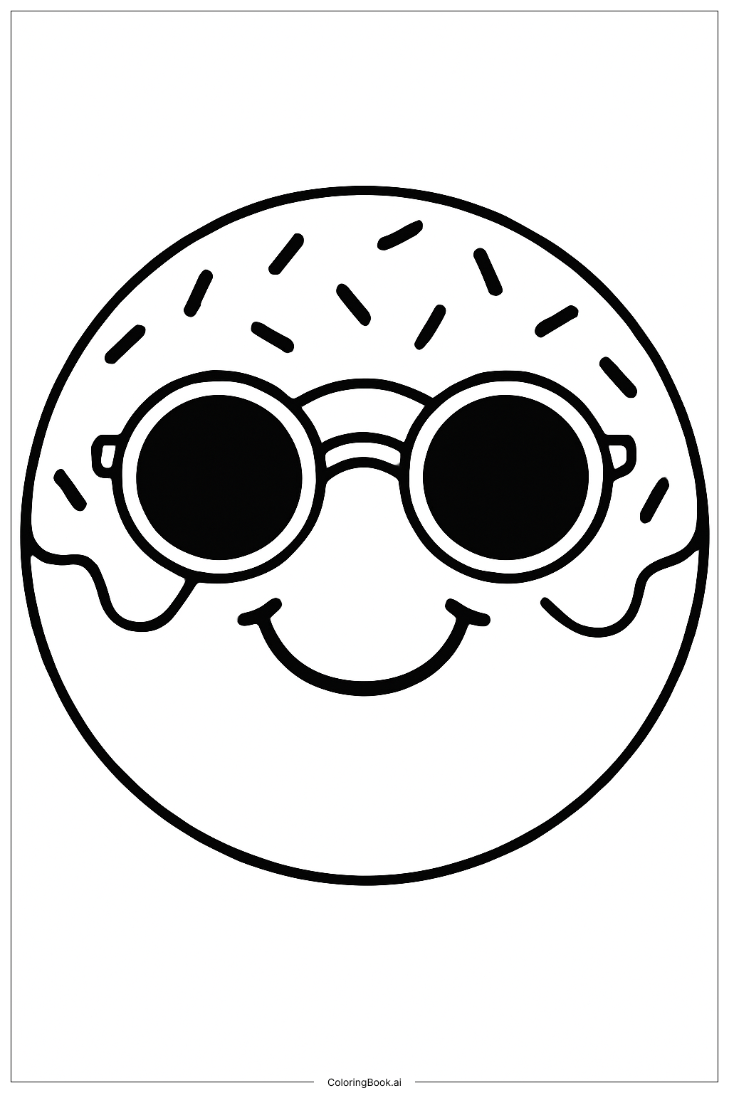  Donut Wearing Sunglasses And Smile Coloring Page 
