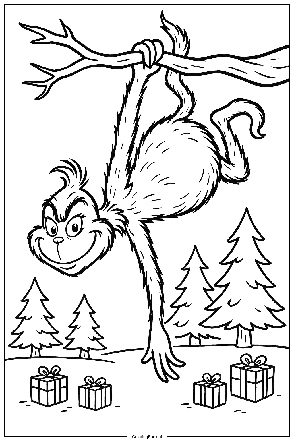  The Grinch Hanging Upside Down Coloring Page 