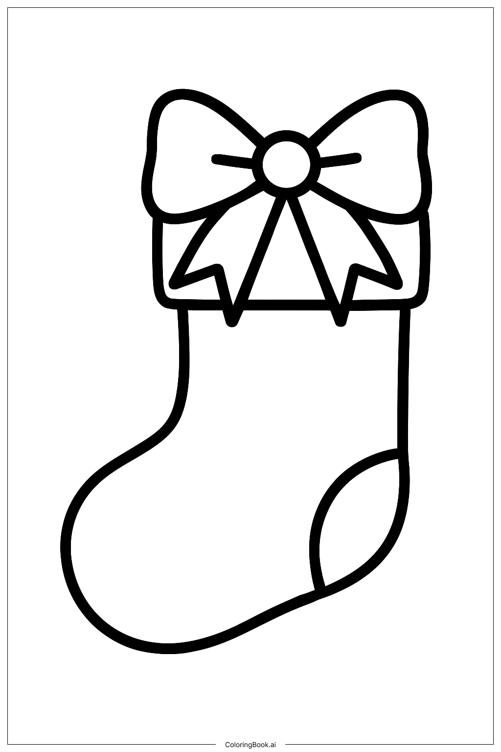  Single Stocking With Bow填色页 