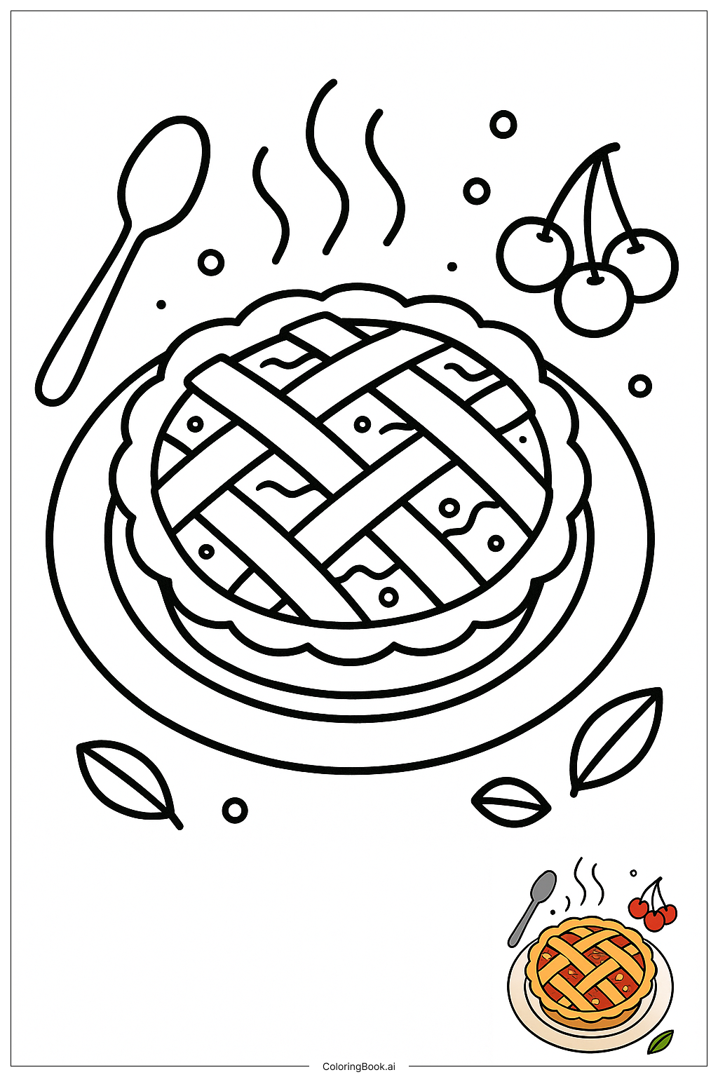 Trang tô màu Bánh Pie với Vỏ Bánh Lattice