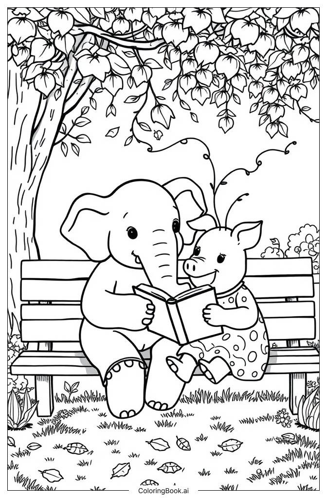  Elephant and Piggie Coloring Page 