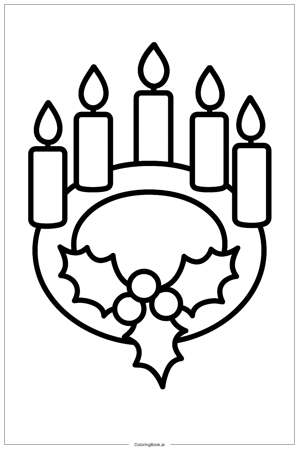  Holly Berry Advent Wreath Ausmalseite 