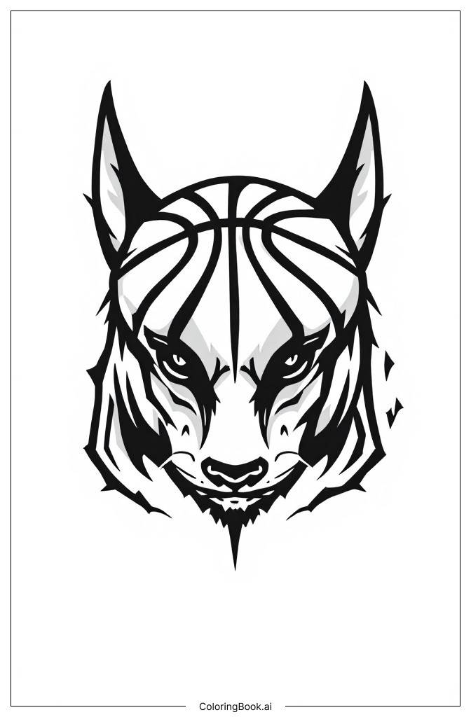  Página para colorear de Diseño de logo de equipo de baloncesto 