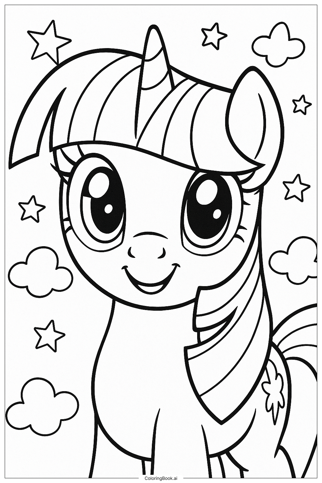  Page de coloriage Un gros plan du visage de Twilight Sparkle 