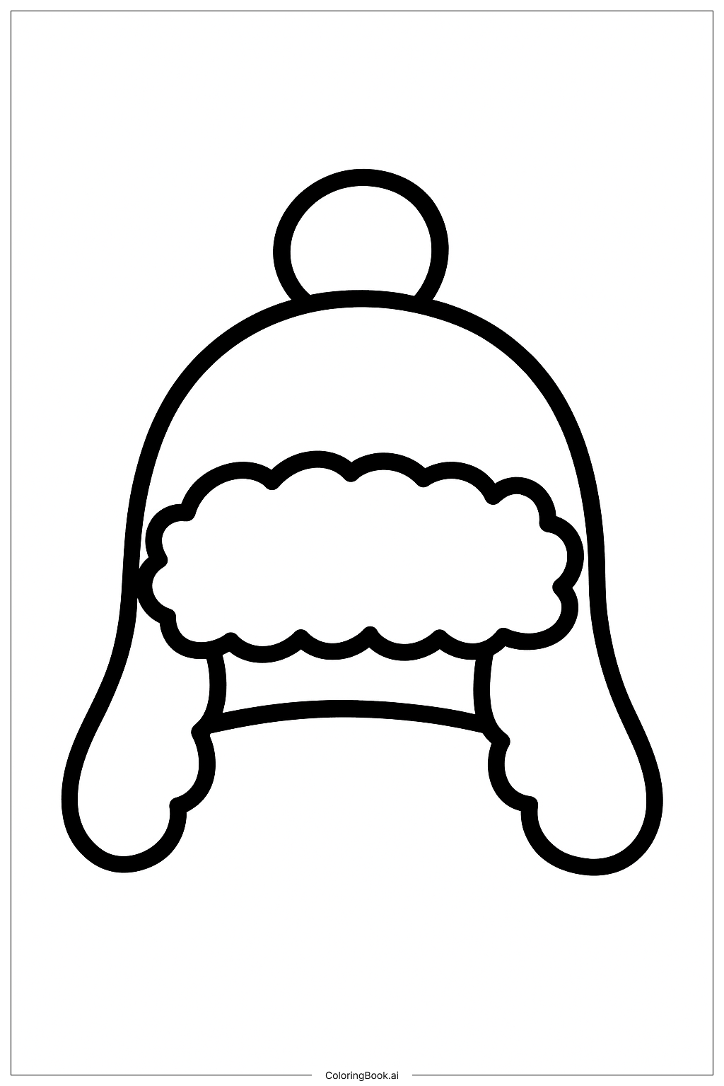 Página para colorear de Gorro de Invierno Esponjoso