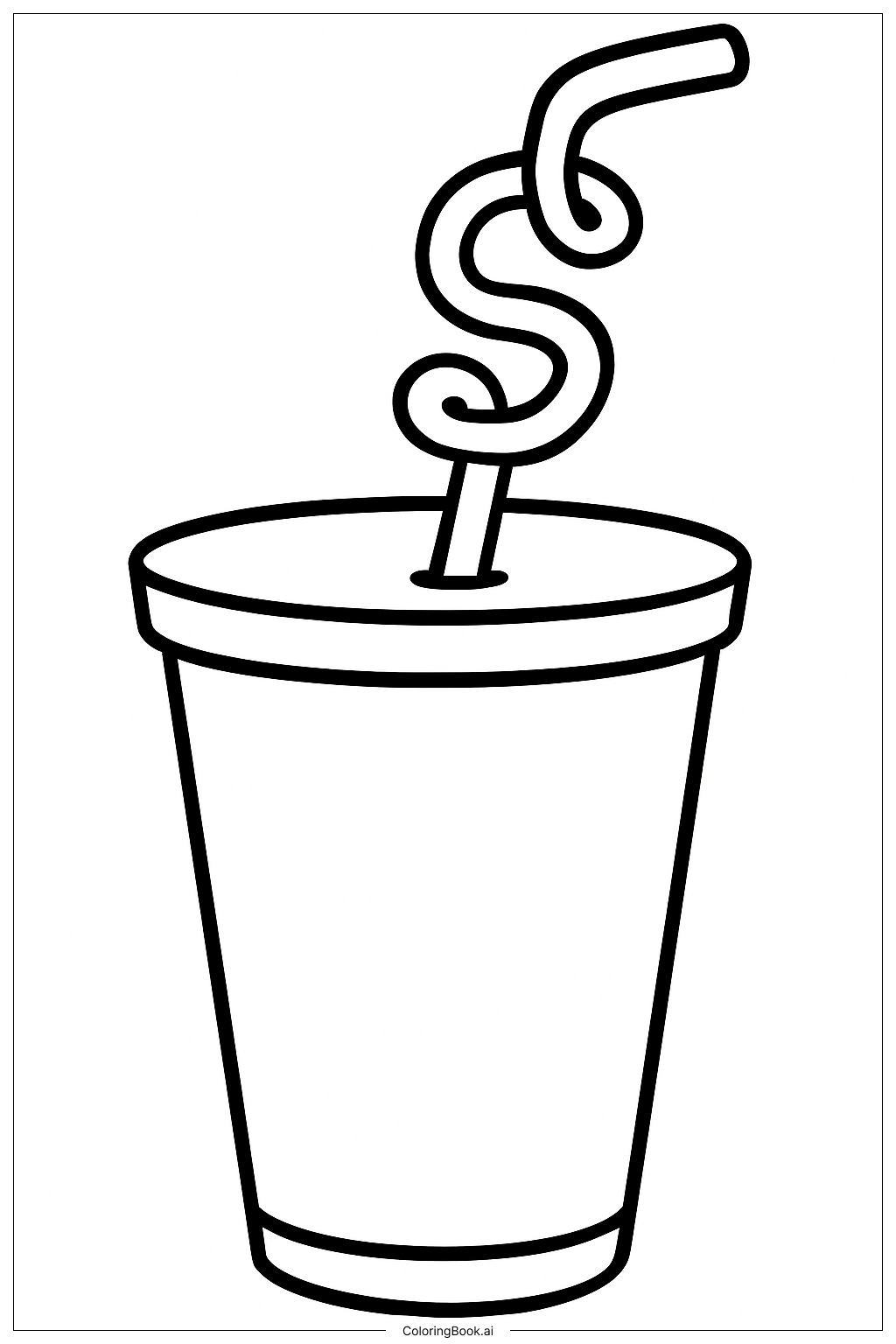 Page de coloriage Soda avec une paille rigolote 