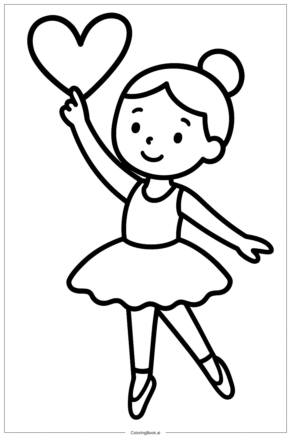  Página para colorear de A Ballerina Tracing a Heart 